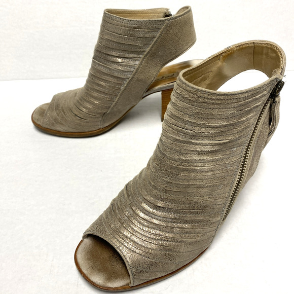 Paul Green Cayenne Peep Toe Bootie Boot Heel Smoke Brush Metallic 6.5 UK… - Picture 9 of 11